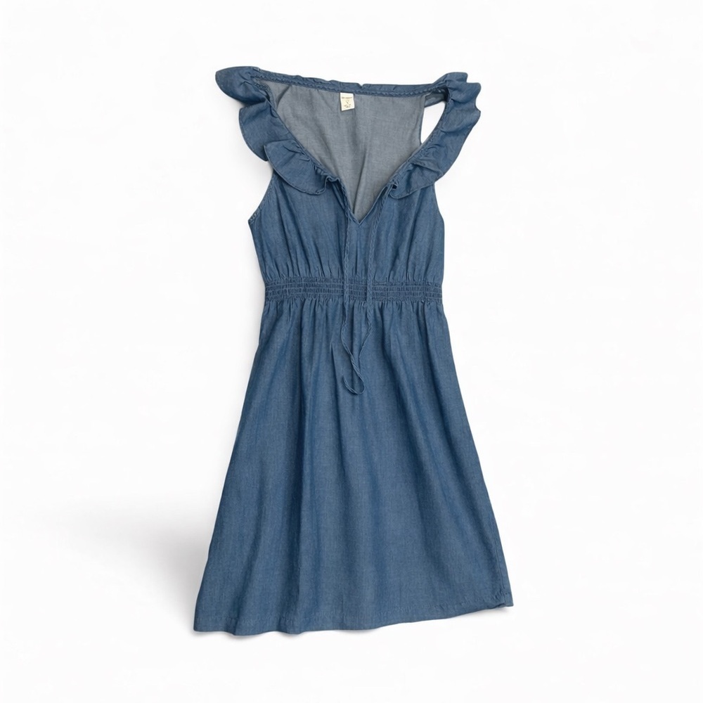 Old Navy Chambray Ruffle Sleeve Sleeveless Dress Women’s Smocked Waist Size S